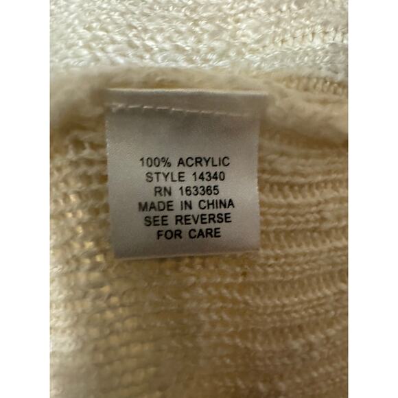 Long Ivory Sweater Duster Sz L - Picture 5 of 6